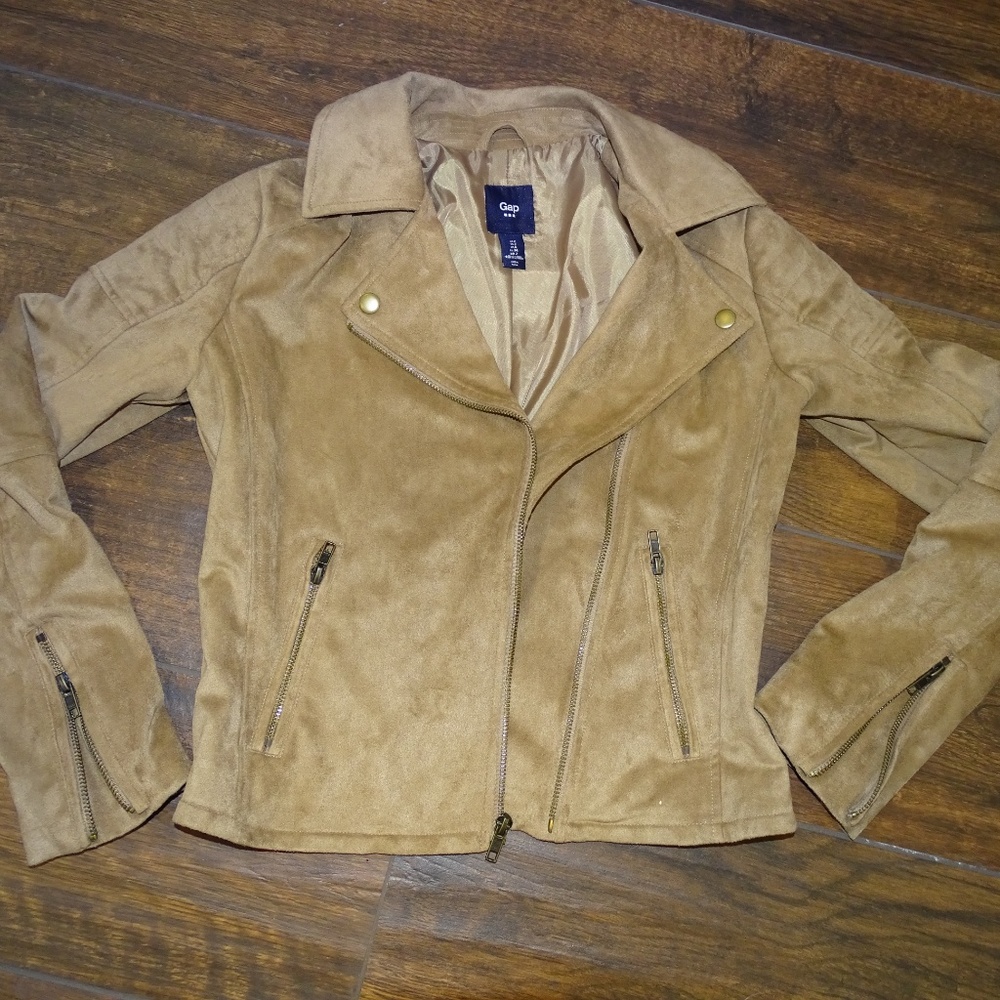 Gap Tan Faux suede moto jacket